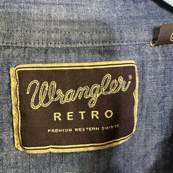Wrangler Retro Blue Pearl Snap Buttoned Western Casual Shirt  Size XL - Picture 4 of 7